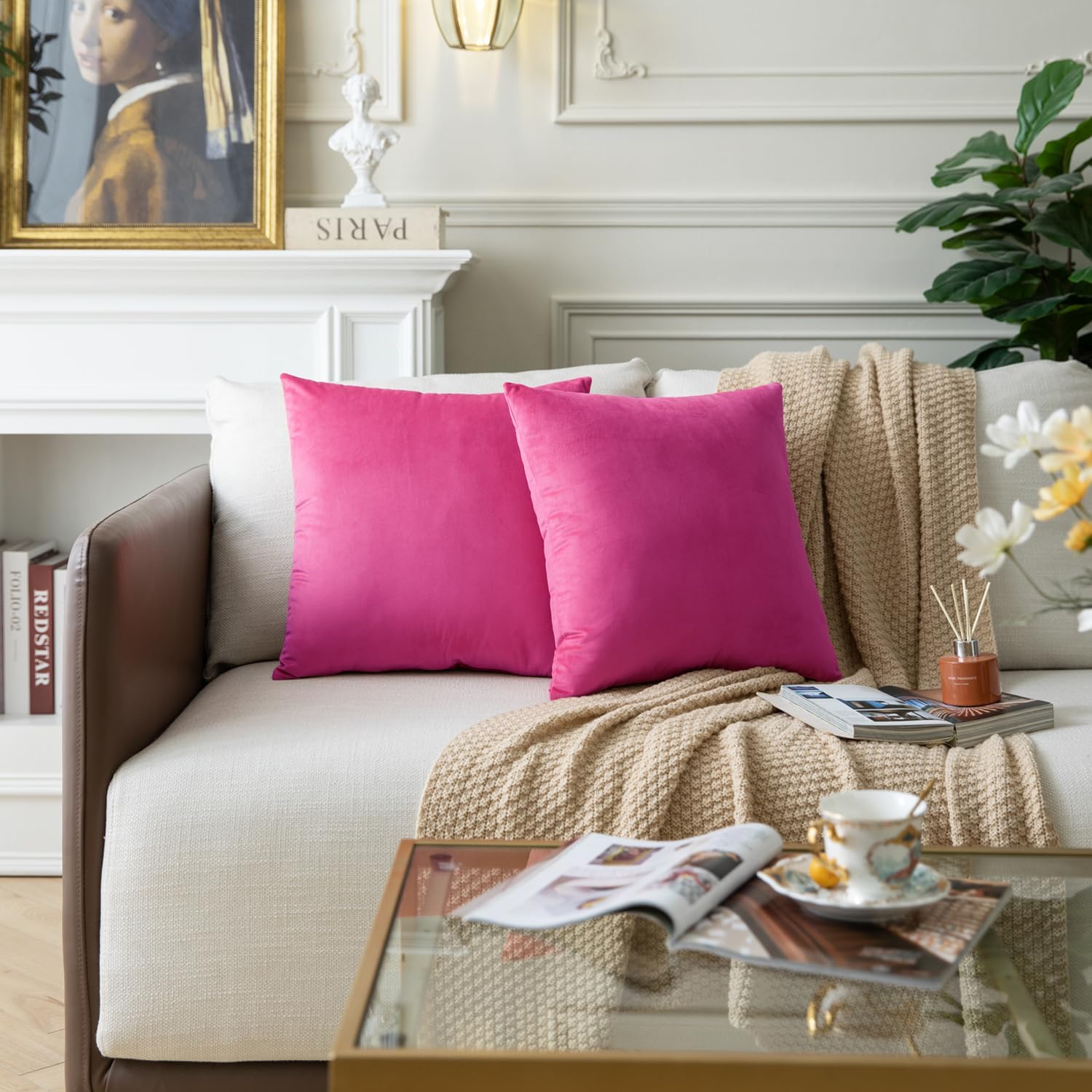 Hot Pink Velvet Pillow Covers